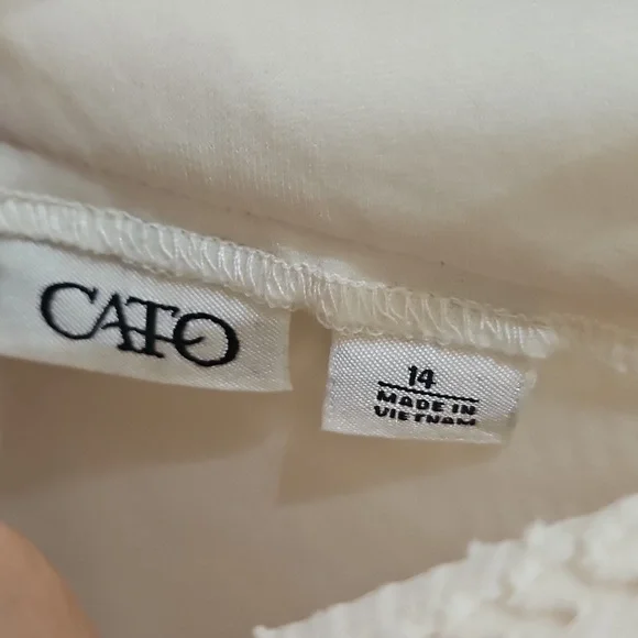 Cato Cream Fringe Crochet-look Lace / Openwork Knit Knee Length Skirt Sz 14 - Picture 4 of 9